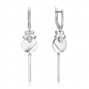 Серьги из белого золота Platina с бриллиантом 02-5016-00-101-1120 фото