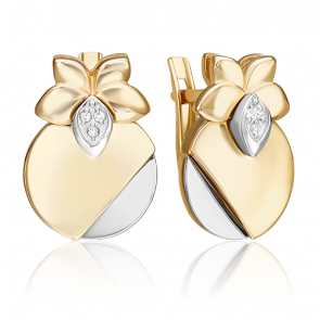 Серьги из комбинированного золота Platina с бриллиантом 02-5017-00-101-1121 фото