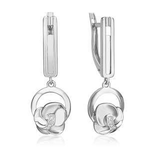 Серьги из белого золота Platina с бриллиантом 02-5019-00-101-1120 фото