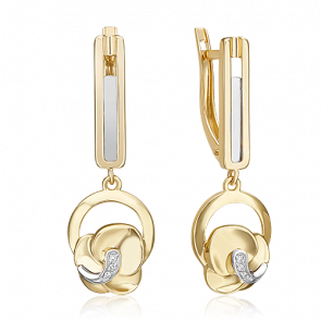 Серьги из комбинированного золота Platina с бриллиантом 02-5019-00-101-1121 фото