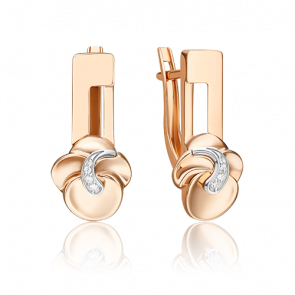 Серьги из комбинированного золота Platina с бриллиантом 02-5020-00-101-1111 фото