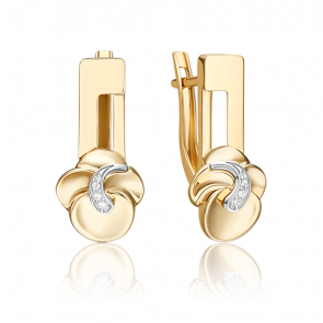 Серьги из комбинированного золота Platina с бриллиантом 02-5020-00-101-1121 фото