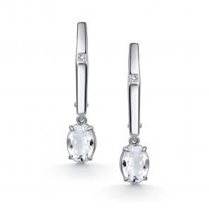 Серебряные серьги АЛЬКОР с бриллиантом и горным хрусталём 02-5024/БРГХ-00 фото