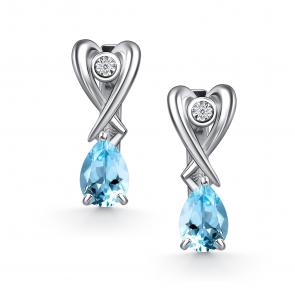 Серебряные серьги АЛЬКОР с топазом и бриллиантом 02-5026/БРТБ-00 фото