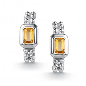 Серебряные серьги АЛЬКОР с цитрином 02-5028/00ЦТ-00 фото