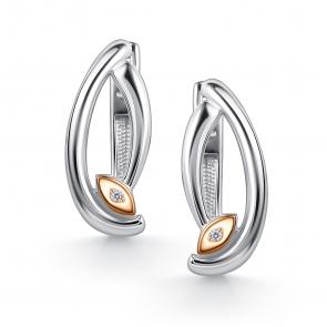 Серебряные серьги АЛЬКОР с золотой накладкой и бриллиантом 02-5047/000Б-00 фото