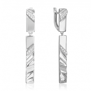 Серебряные серьги Platina с фианитом 02-5070-00-401-0200 фото