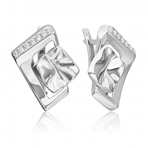 Серебряные серьги Platina с фианитом 02-5078-00-401-0200 фото