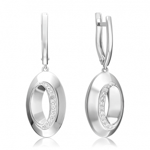 Серебряные серьги Platina с фианитом 02-5080-00-401-0200 фото