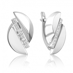 Серебряные серьги Platina с фианитом 02-5081-00-401-0200 фото