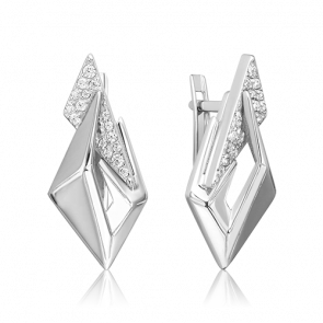 Серебряные серьги Platina с фианитом 02-5087-00-401-0200 фото