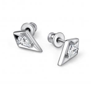 Серебряные серьги АЛЬКОР с фианитом 02-5097/00КЦ-00 фото