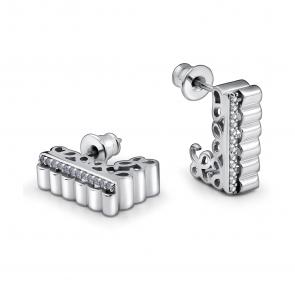 Серебряные серьги АЛЬКОР с фианитом 02-5117/00КЦ-00 фото
