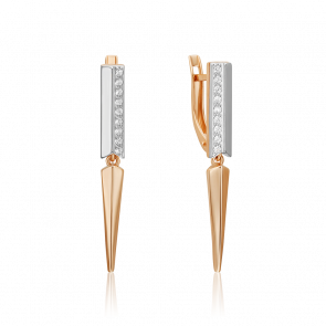 Серьги из комбинированного золота Platina с фианитом 02-5120-00-401-1111 фото