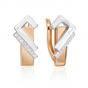 Серьги из комбинированного золота Platina с фианитом 02-5122-00-401-1111 фото