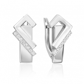 Серьги из белого золота Platina с фианитом 02-5122-00-401-1120 фото