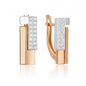 Серьги из комбинированного золота Platina с фианитом 02-5126-00-401-1111 фото