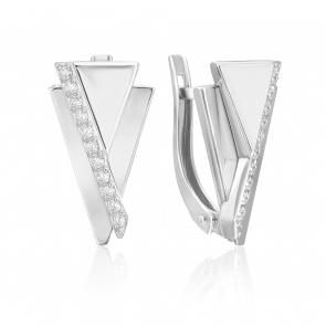 Серьги из белого золота Platina с фианитом 02-5127-00-401-1120 фото