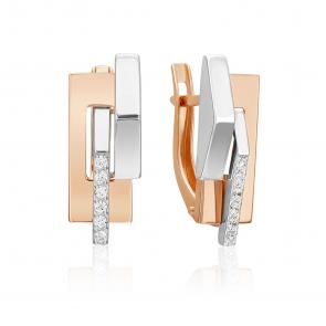 Серьги из комбинированного золота Platina с фианитом 02-5128-00-401-1111 фото