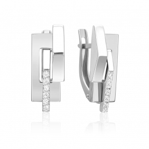 Серьги из белого золота Platina с фианитом 02-5128-00-401-1120 фото