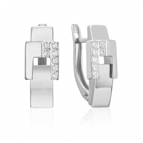 Серьги из белого золота Platina с фианитом 02-5129-00-401-1120 фото