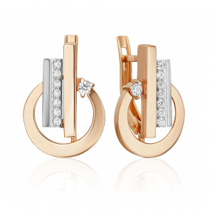 Серьги из комбинированного золота Platina с фианитом 02-5131-00-401-1111 фото