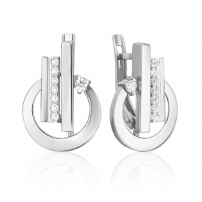 Серьги из белого золота Platina с фианитом 02-5131-00-401-1120 фото