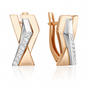 Серьги из комбинированного золота Platina с фианитом 02-5132-00-401-1111 фото