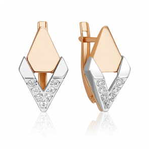 Серьги из комбинированного золота Platina с фианитом 02-5135-00-401-1111 фото