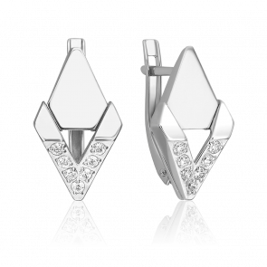 Серьги из белого золота Platina с фианитом 02-5135-00-401-1120 фото