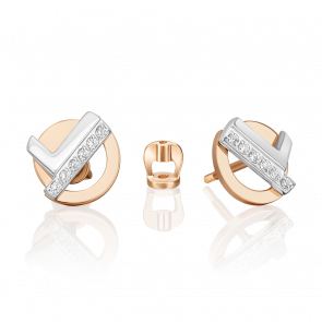 Серьги из комбинированного золота Platina с фианитом 02-5137-00-401-1111 фото