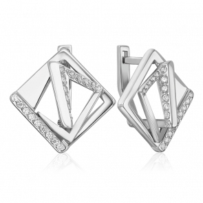 Серебряные серьги Platina с фианитом 02-5144-00-401-0200 фото