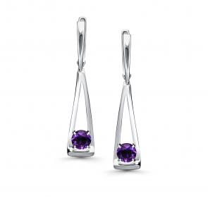 Серебряные серьги АЛЬКОР с аметистом 02-5151/00АМ-00 фото