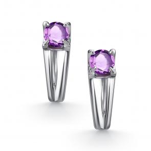 Серебряные серьги АЛЬКОР с аметистом 02-5154/00АМ-00 фото