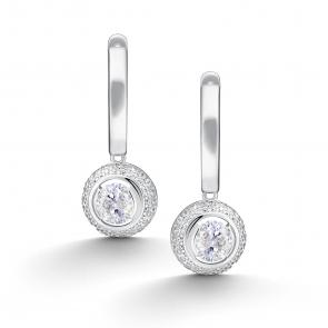 Серебряные серьги АЛЬКОР с фианитом и горным хрусталём 02-5157/00ГХ-00 фото