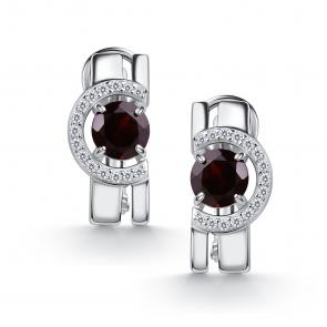 Серебряные серьги АЛЬКОР с фианитом и гранатом 02-5159/00ГР-00 фото