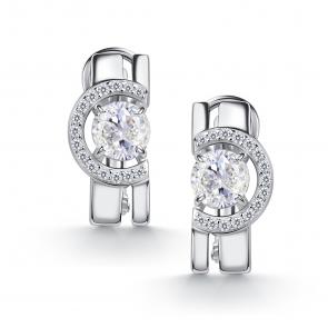 Серебряные серьги АЛЬКОР с фианитом и горным хрусталём 02-5159/00ГХ-00 фото