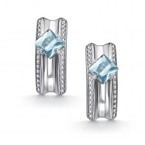 Серебряные серьги АЛЬКОР с топазом и фианитом 02-5169/00ТБ-00 фото