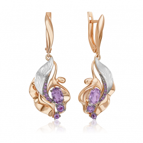 Серьги из комбинированного золота Platina с аметистом 02-5170-00-203-1111 фото