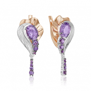 Серьги из комбинированного золота Platina с аметистом 02-5171-00-203-1111 фото