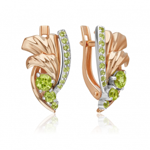 Серьги из комбинированного золота Platina с хризолитом 02-5175-00-205-1111 фото