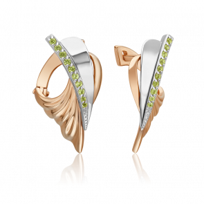Серьги из комбинированного золота Platina с хризолитом 02-5176-00-205-1111 фото