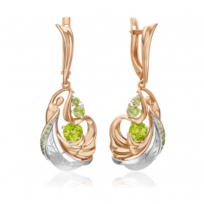 Серьги из комбинированного золота Platina с хризолитом 02-5178-00-205-1111 фото