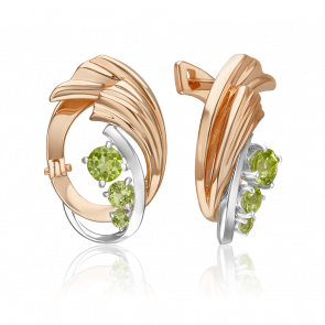 Серьги из комбинированного золота Platina с хризолитом 02-5179-00-205-1111 фото