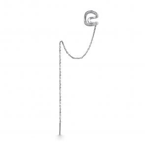 Одиночная серьга из серебра АЛЬКОР с фианитом 02-5181/00КЦ-00 фото