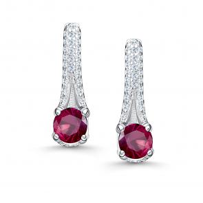 Серебряные серьги АЛЬКОР с фианитом и рубином 02-5183/000Р-00 фото