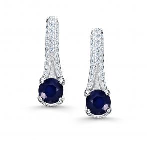 Серебряные серьги АЛЬКОР с фианитом и сапфиром 02-5183/000С-00 фото
