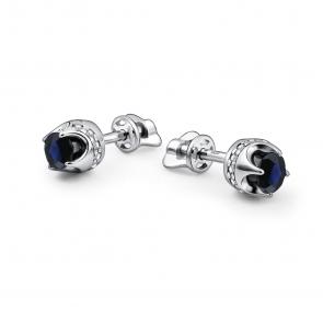 Серебряные серьги АЛЬКОР с фианитом и сапфиром 02-5185/000С-00 фото