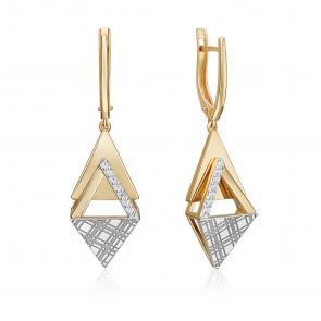 Серьги из комбинированного золота Platina с фианитом 02-5186-00-401-1121 фото