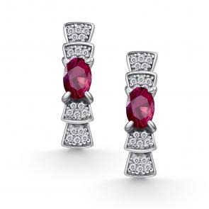 Серебряные серьги АЛЬКОР с фианитом и рубином 02-5186/000Р-00 фото
